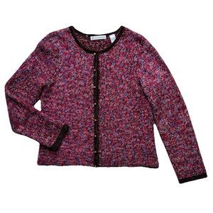 Marisa Christina Women’s Boucle Nylon Blend Button Front Cardigan Knit Jacket M